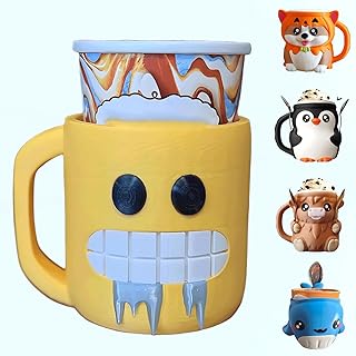 Frozen Ice Cream Holder, Fits 1 Pint Ice Cream Pint Holder, Cheese Mug Cup Holder for Kids & Adults Family Sharing with Spoon, Popsicle & Beer Cozy Mug Containers (Frozen)