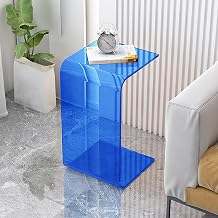 U Shape Acrylic End Table, C Shaped Sofa Side Table, Couch Side Tables Modern Design, Industrial End Table Sofa Side Table, C Table, Nightstand, Multipurpose Acrylic SideBlue,30 * 30 * 55cm