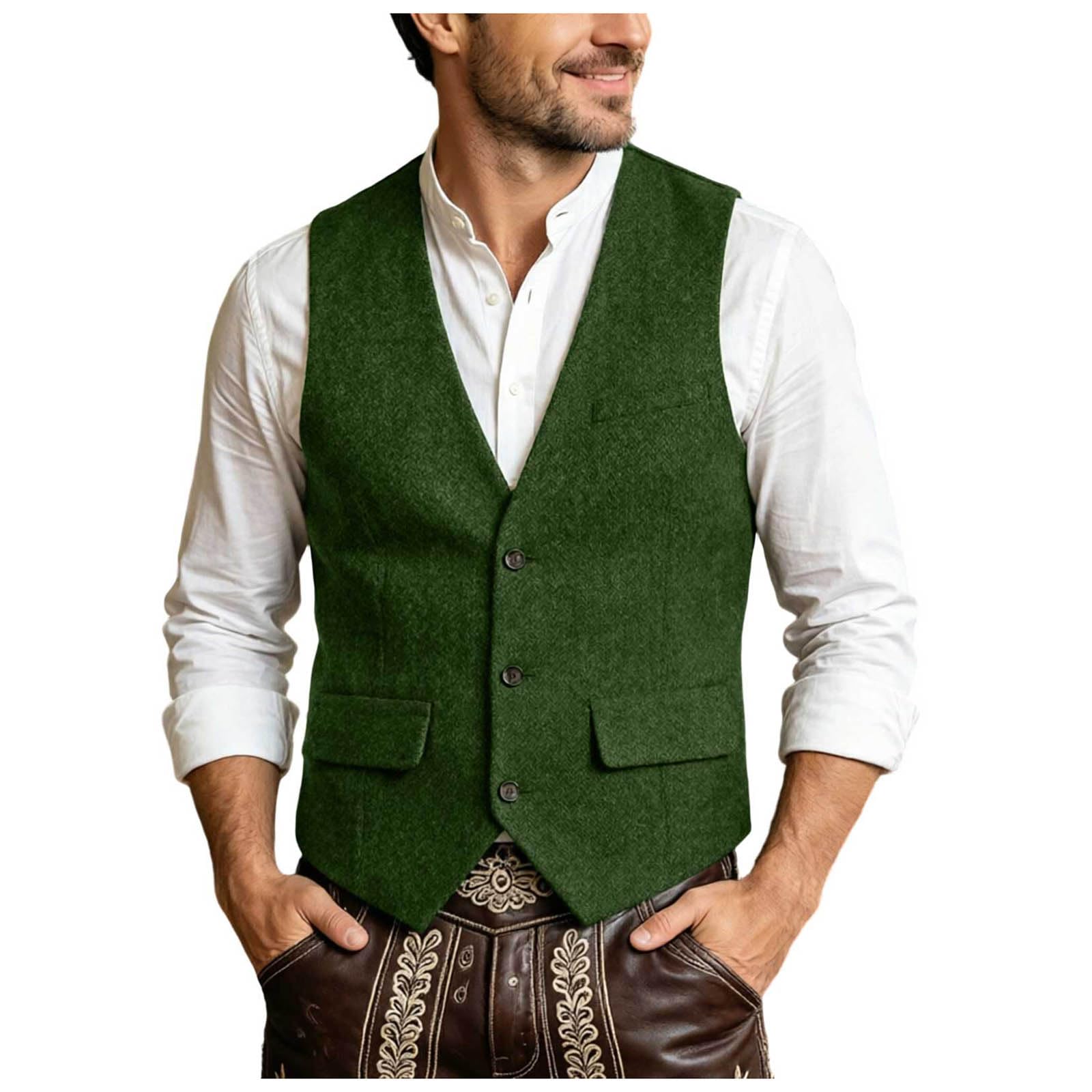 Mens Casual Vest Button Front Relaxed Fit Everyday Beer Festival