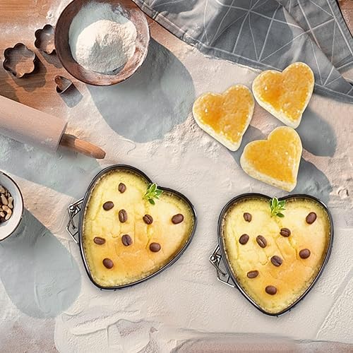 Miniatura 8 de Molde para tartas de molde desmontable con forma de corazón, molde de acero al carbono, mini moldes para hornear con base extraíble, sartén