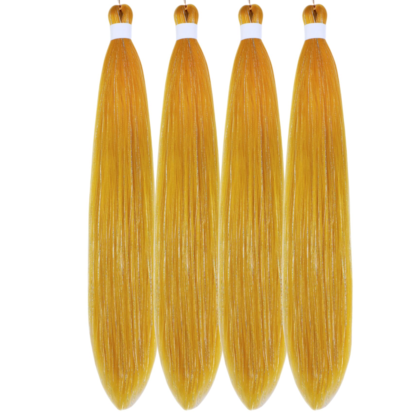 Honey Gold Tinsle Braiding Hair Pre stretched Glitter Tinsel Hair Prestretched Braiding Hair Sparkle Tinsel Ez Braid Braiding Hair