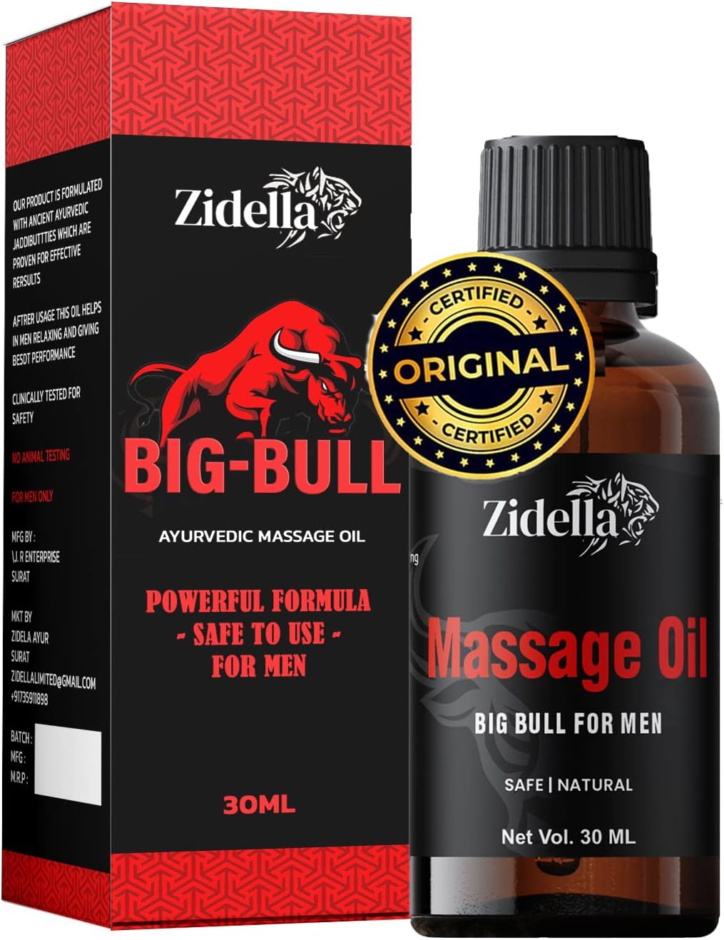 Bigbull Pure Ayurvedic Massage Oil For Men - 30ml