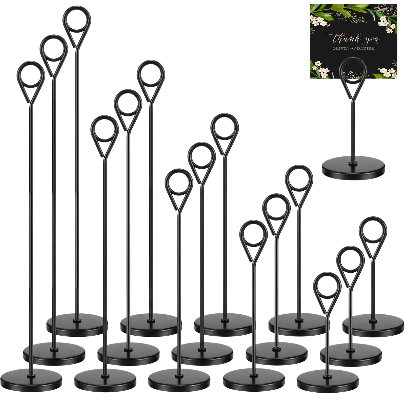 Faccito 10 Pcs Table Number Holders 5 Size Removable Card Holder, Black