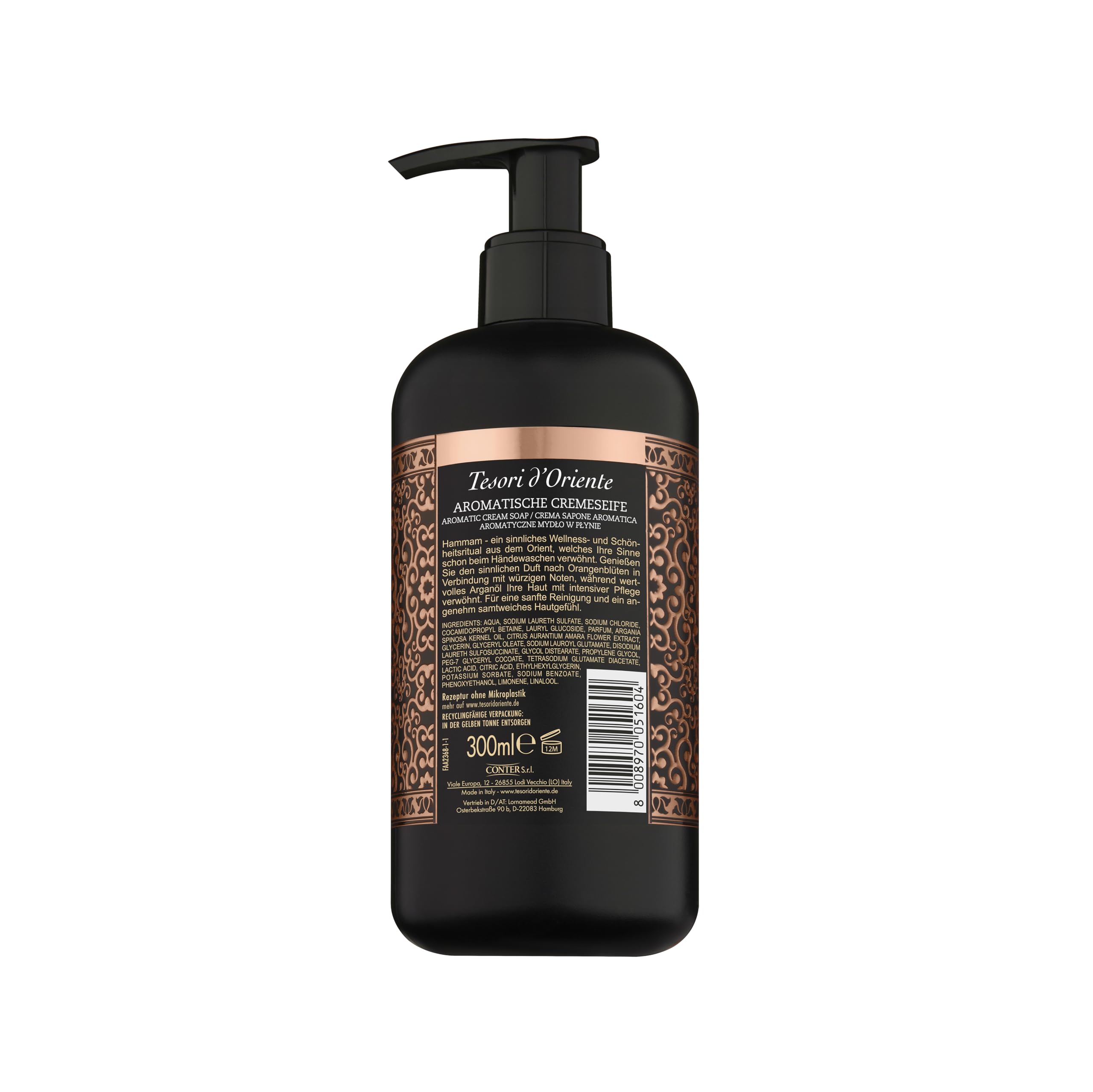 Tesori d'Oriente Jabón Líquido Hammam 300 ml con Aceite de Argán y Flor de Azahar