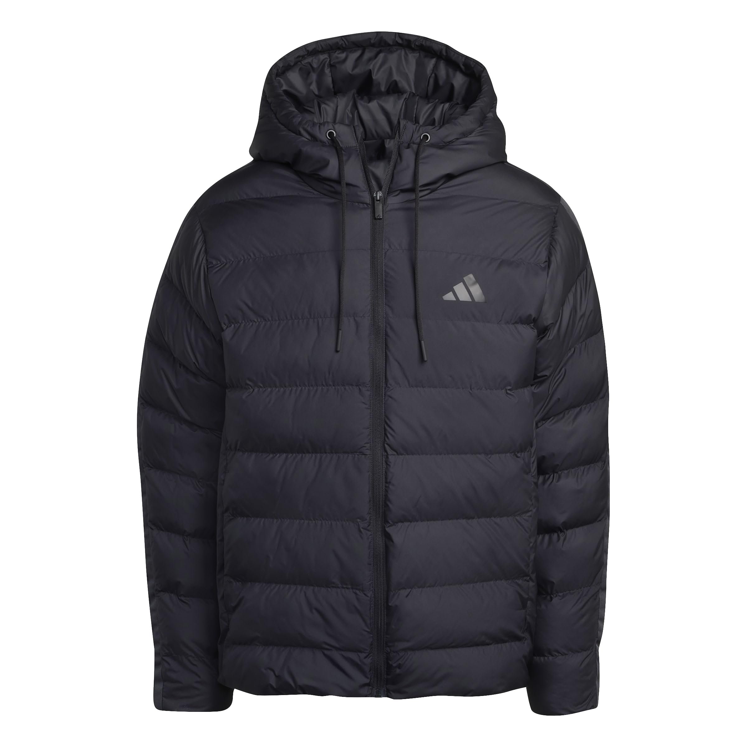 adidas Men's Essentials Climawarm 3 Stripes Synthetic Down Hooded Coat, black/carbon, XXL