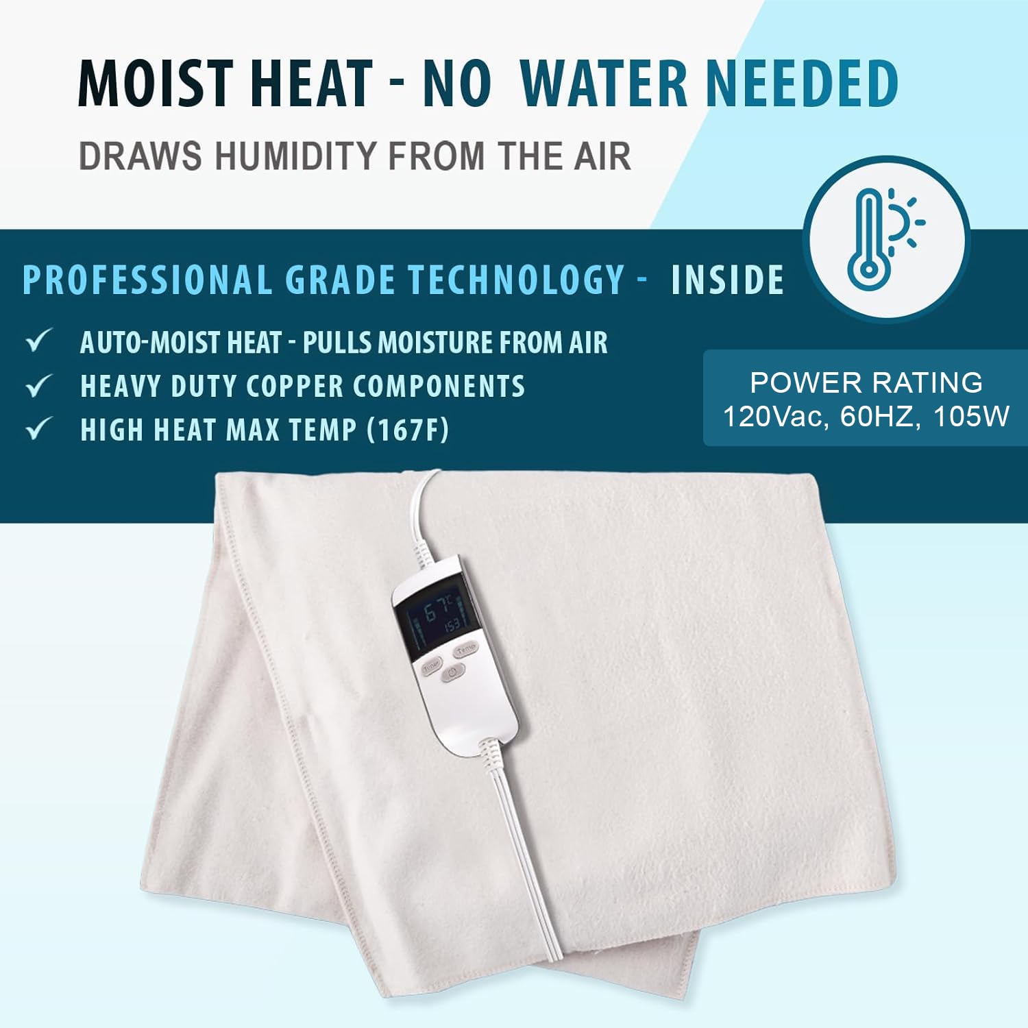 M PAIN MANAGEMENT TECHNOLOGIES ThermoRelief - Almohadilla térmica extra grande con apagado automático para calambres y espalda - Almohadilla eléctrica digital de grado médico extra caliente - Tamaño