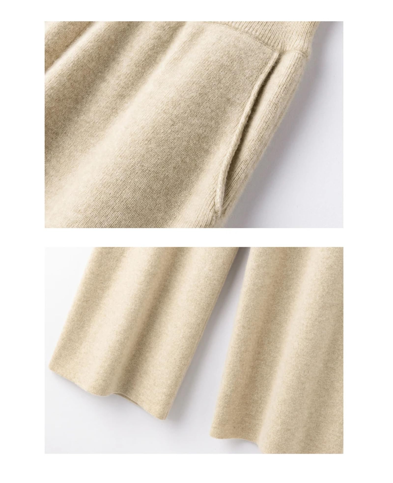 FULBHPRINT Primavera Autunno Cashmere Pantaloni 100% Lana Merino Pantaloni Gamba Larga Pantaloni Donna Vita Alta Maglia Allungati Pantaloni