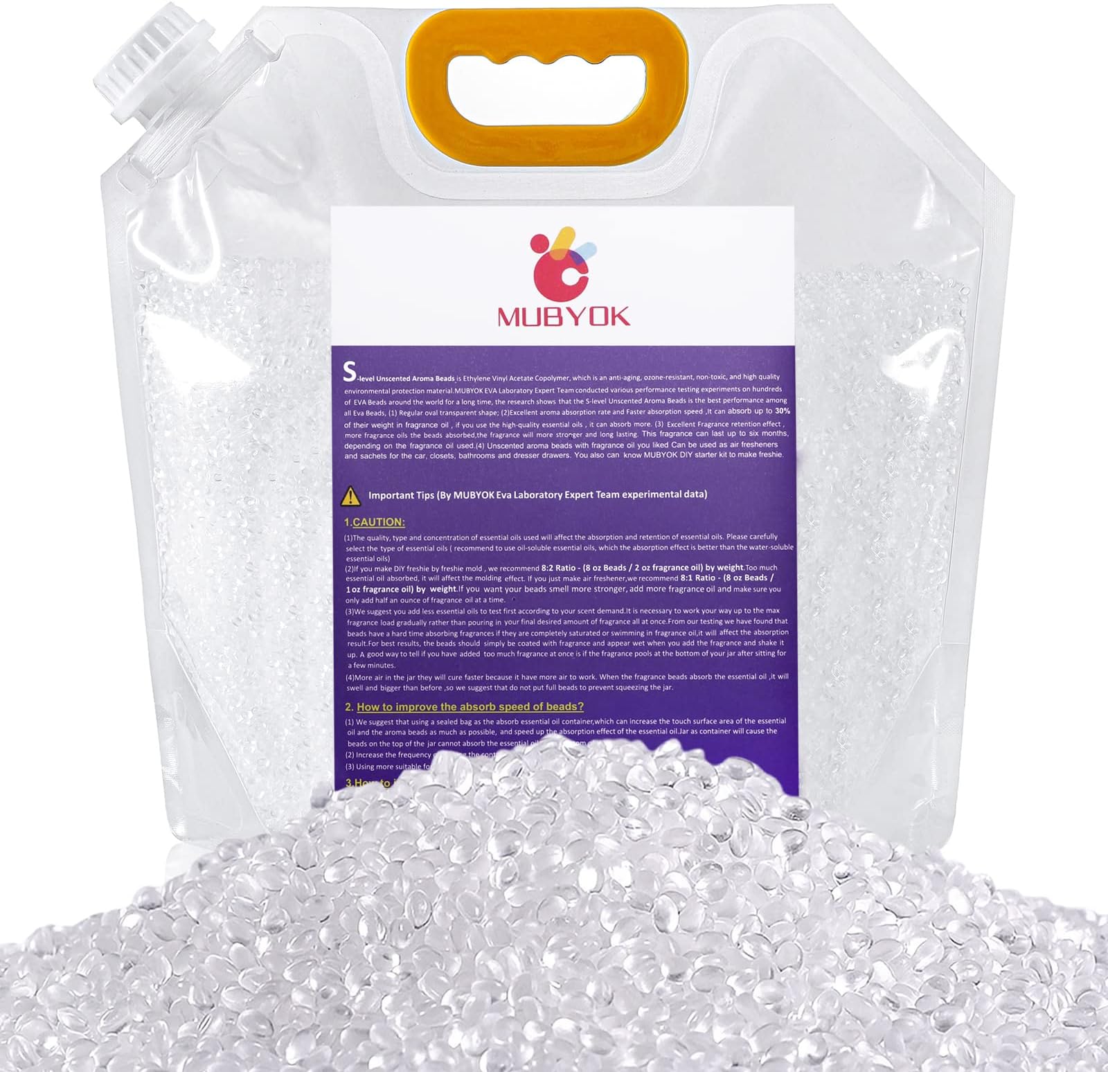 MUBYOK 5lb Premium Unscented Aroma Beads for DIY Car Freshies Eva Beads Bulk Supplies