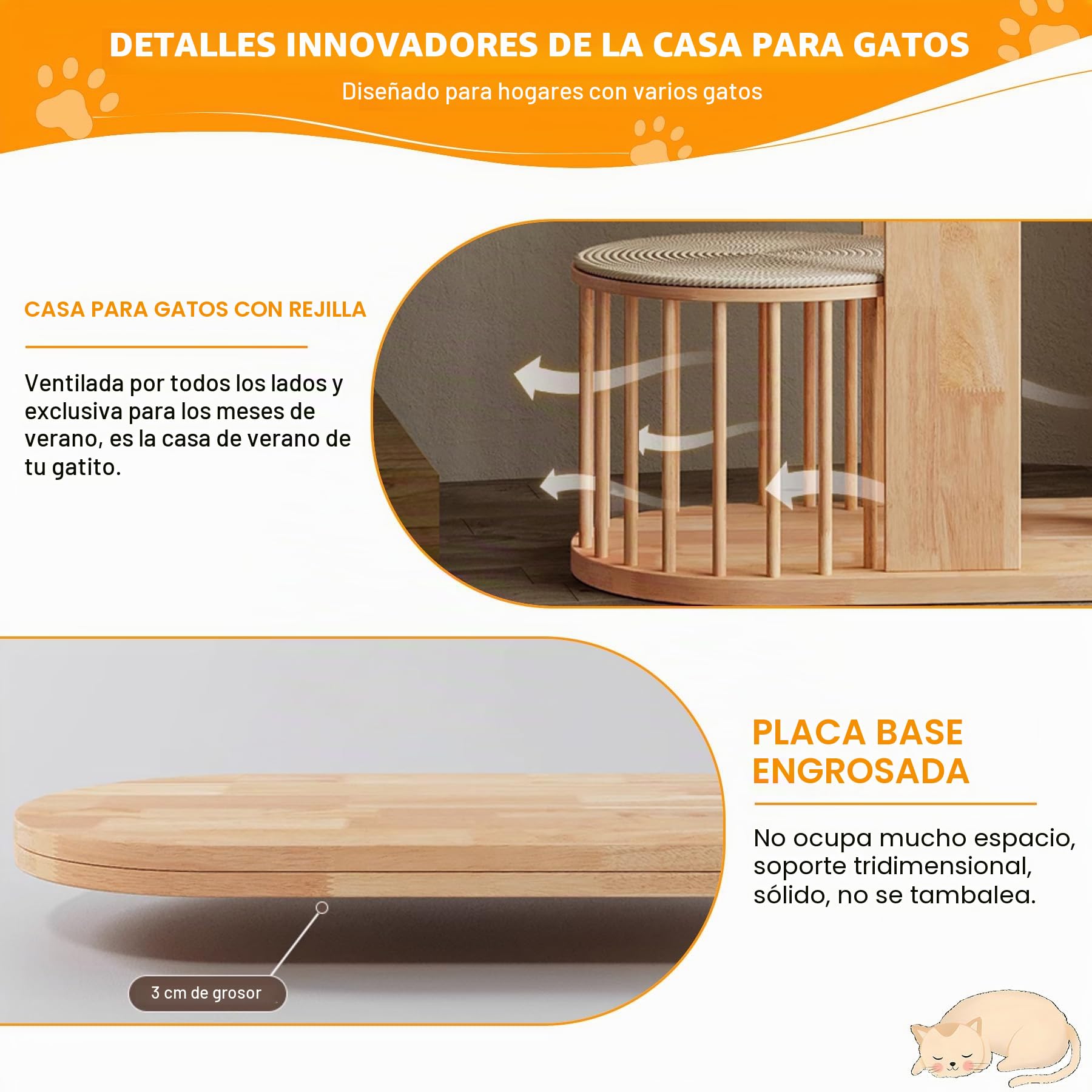 Árbol rascador de madera diseño 190 cm grande - Premium árbol para gatos grandes con postes envueltos en sisal, 3 plataformas, 1 casa escondida y cápsula de astronauta, centro de juego estable