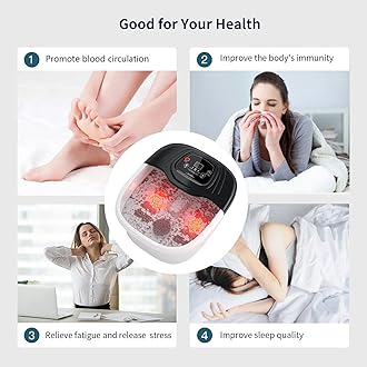 Foot Spa Bath Massager with Heat, Bubble and Vibration, Digital Temperature Control, Pedicure Foot Soaker with 8 Rollers for Soothe and Comfort Feet