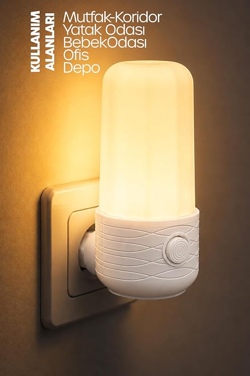 Gece Lambası Tüp Tip 2 MOD Sarı-Beyaz Işık Tuşlu Koridor Hol Işığı Uyuma Işığı Beyaz K6739 [Enerji Sınıfı A]