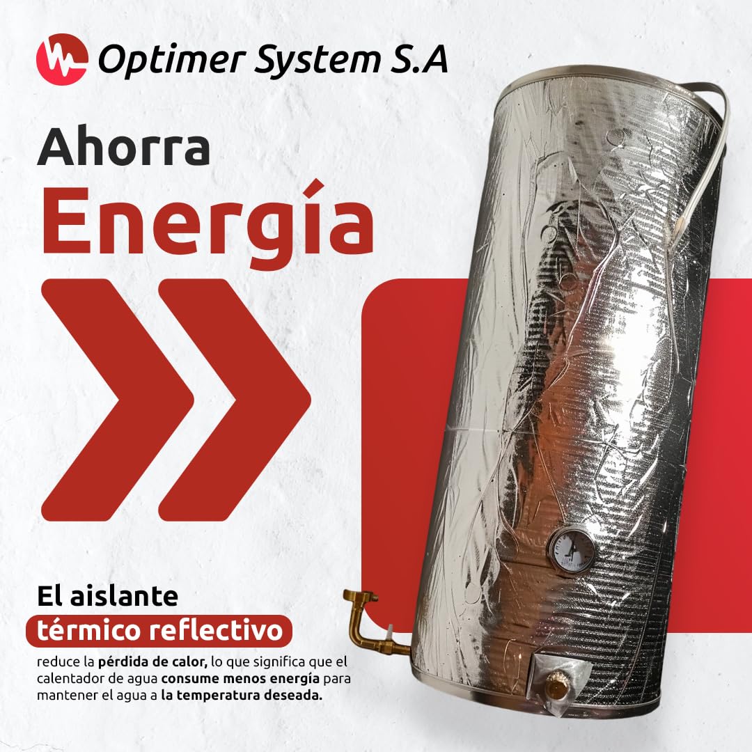 AISLANTE TERMICO reflexivo para CALENTADOR de AGUA - Reduce pérdida de calor y reduce consumo de energía - [ 1.20X1.80m ] - Incluye cinta doble cara y cinta autoadherente| 3 capas|4mm espesor