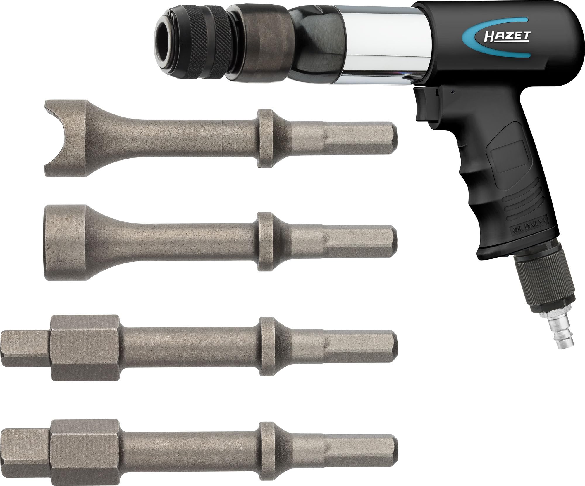 HAZET Vibrationsmeißel-Satz 9035V/5, 5-teilig, Vibrationsmeißel-Satz | Betriebsdruck 6.3 bar, 2500 g, 5-teilig, Vibrationsanwendungen an festgerosteten Verschraubungen, Vibrationsmeißel-Satz