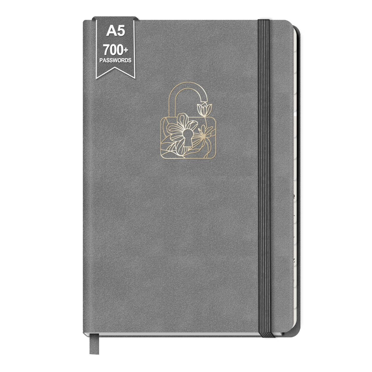 BIROYAL A5 Passwort Buch Deutsch - Passwortbuch mit Register A-Z - Platz für 700+ Passwörter - Hardcover Notizbuch mit Register für Websites, Benutzernamen und Passwörtern (21,5 x 14,5 cm)