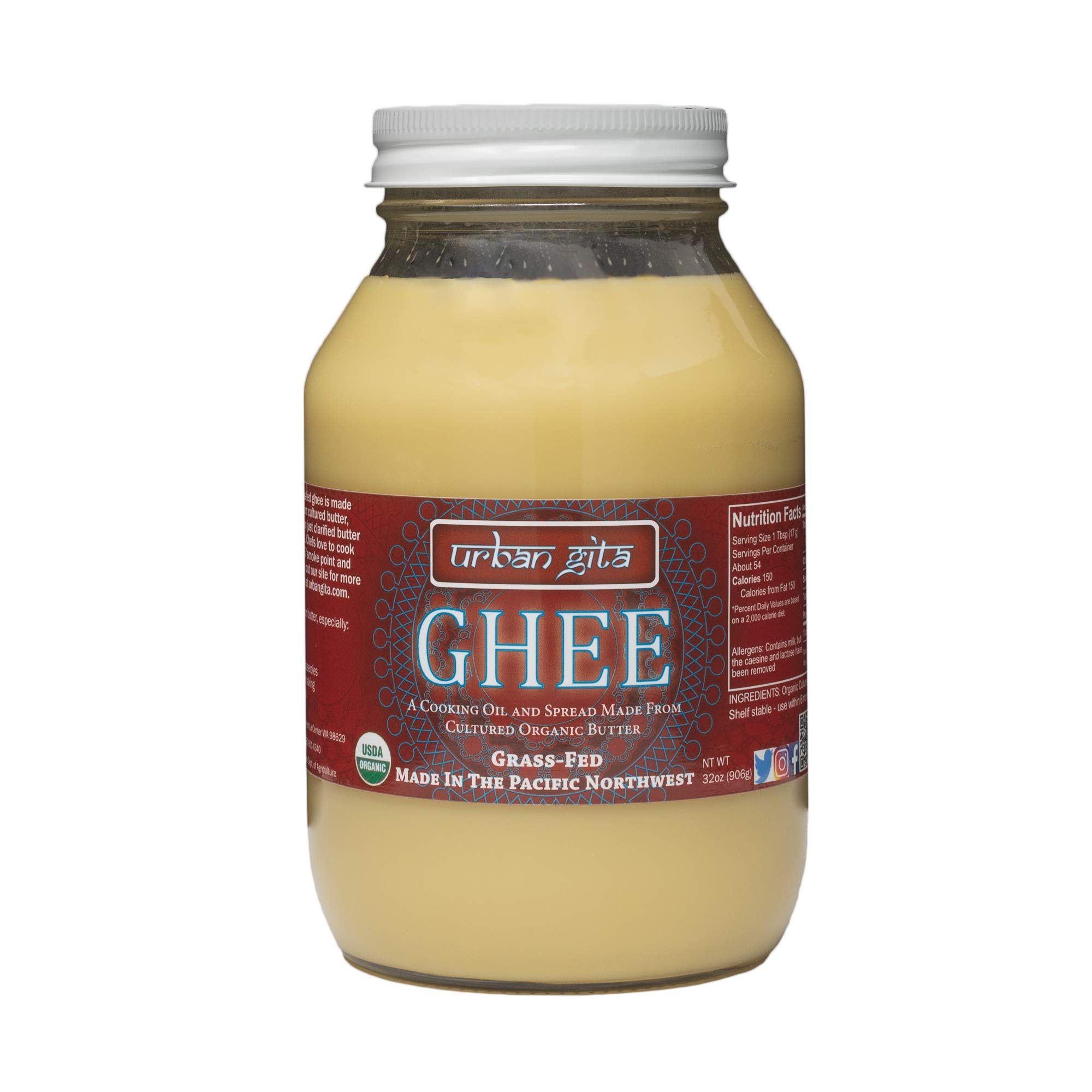 Buy Urban Gita Ghee Butter USDA Organic, Grass Fed, Cultured Ghee