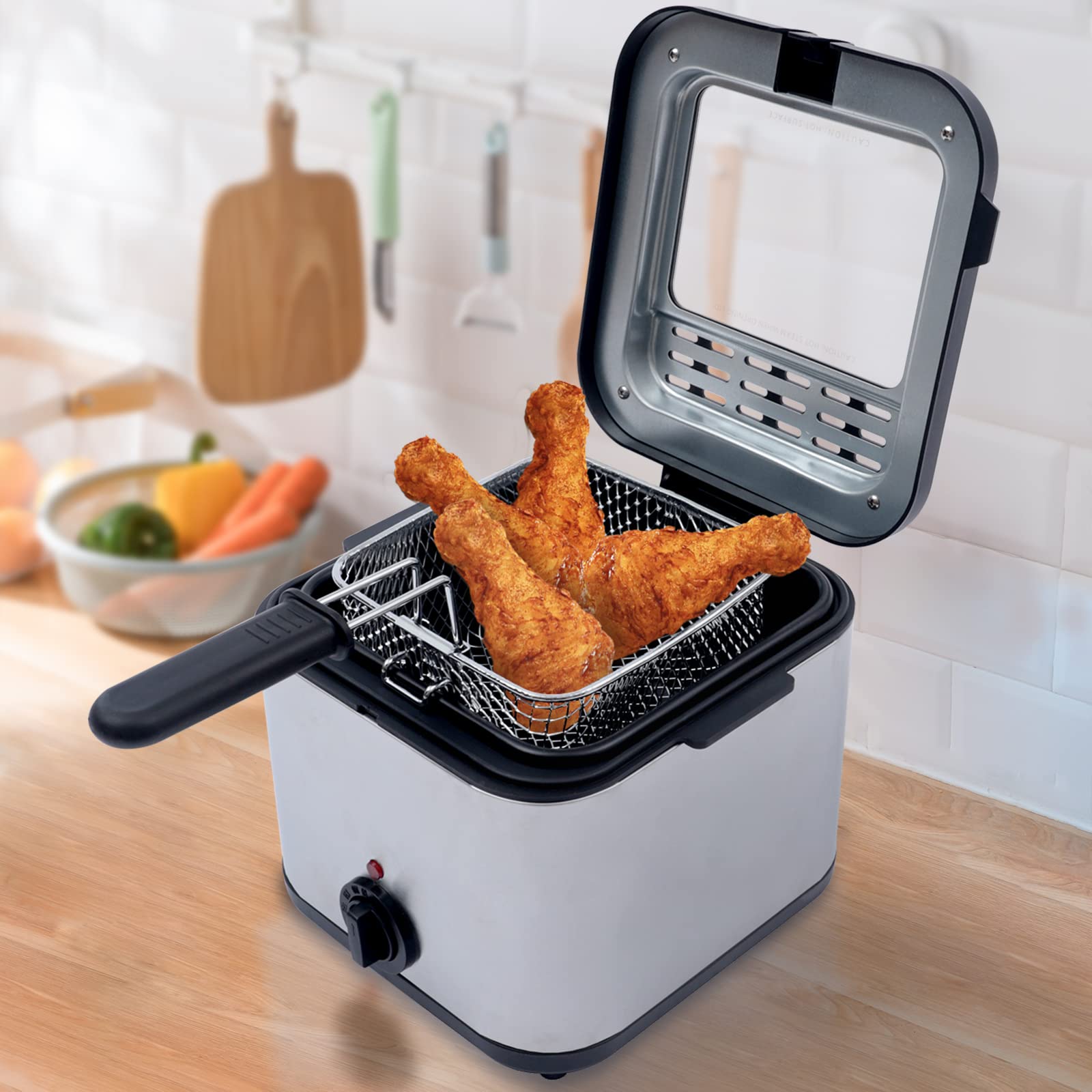 2.5L(2.6QT) Stainless Steel Electric Deep Fryer 1000W with Frying Basket - Professional Cooker for Chicken, Shrimp, Fries & Chips, 110V (Silver)?