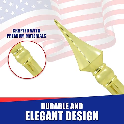 Vista 18 de Super Tough Kit de mástil de bandera para interiores de 8 pies – Águila de metal – Base de textura dorada – Mástil de aluminio con acabado de latón