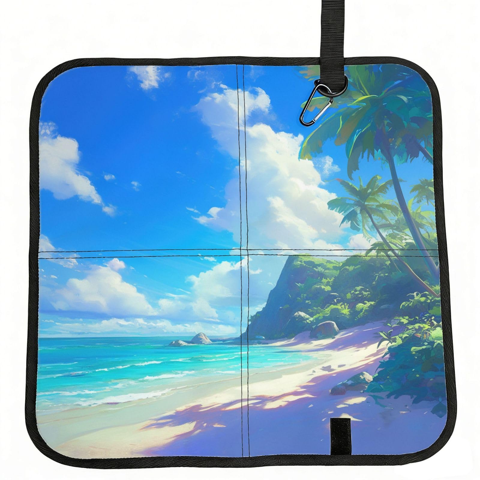 YGLHBDPBF Beach and Palm Tree Print Camping seat cushion,Foldable Sitting Pads,Save Backpack Space for Hiking