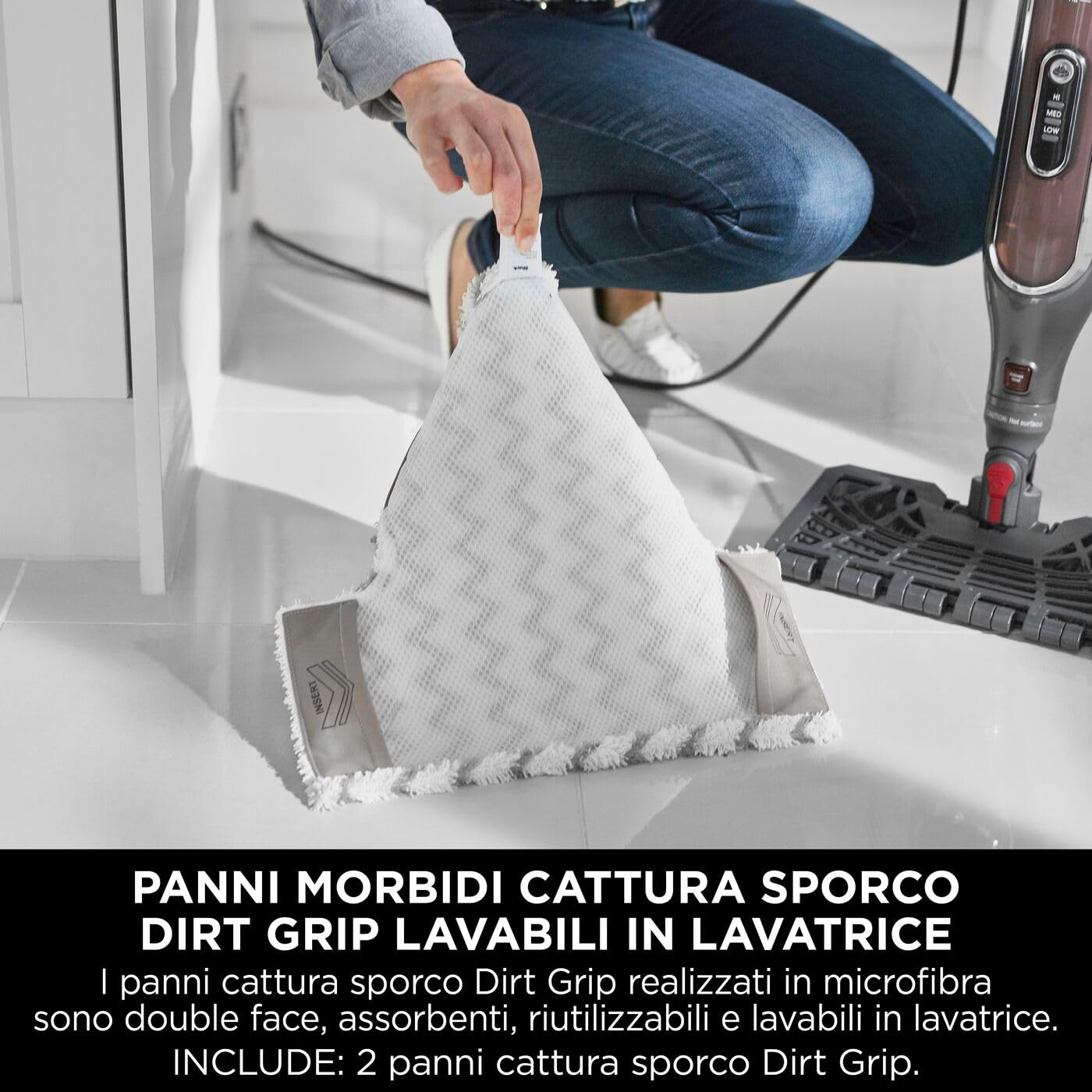Shark Automatic Klik n' Flip Steam Mop, Scopa a Vapore Intelligente, Cavo 6 m, 2 Panni Lavabili, Serbatoio Capacità di 375 ml, Riscaldamento in 30 Secondi, Bordeaux/Grigio, S6003EU