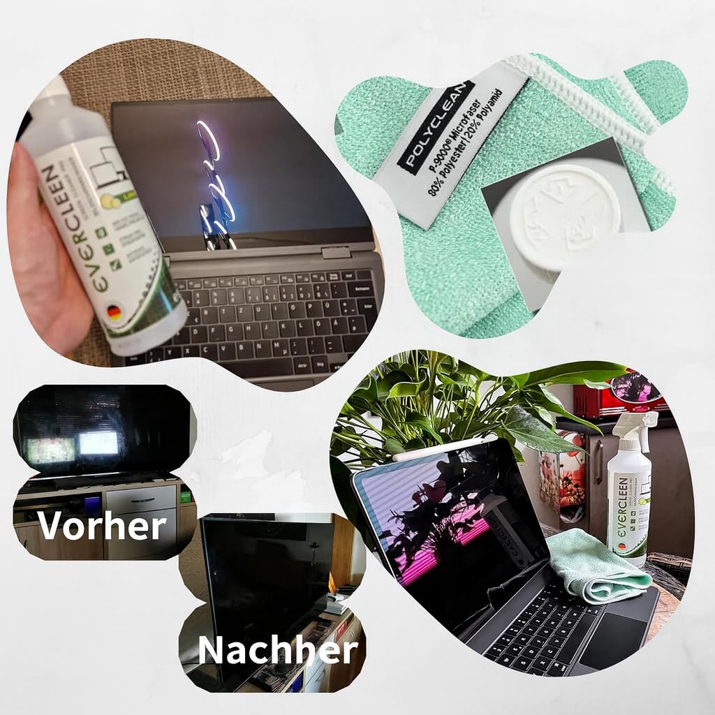 9-teiliges Reinigungsset – 3X500ml Bildschirmreinigungsspray + 3X Mikrofasertuch | Für Smartphone, Laptop, Tablet, TV, Monitor, LCD, LED, OLED, TFT, Uhren +3XBrillentuch