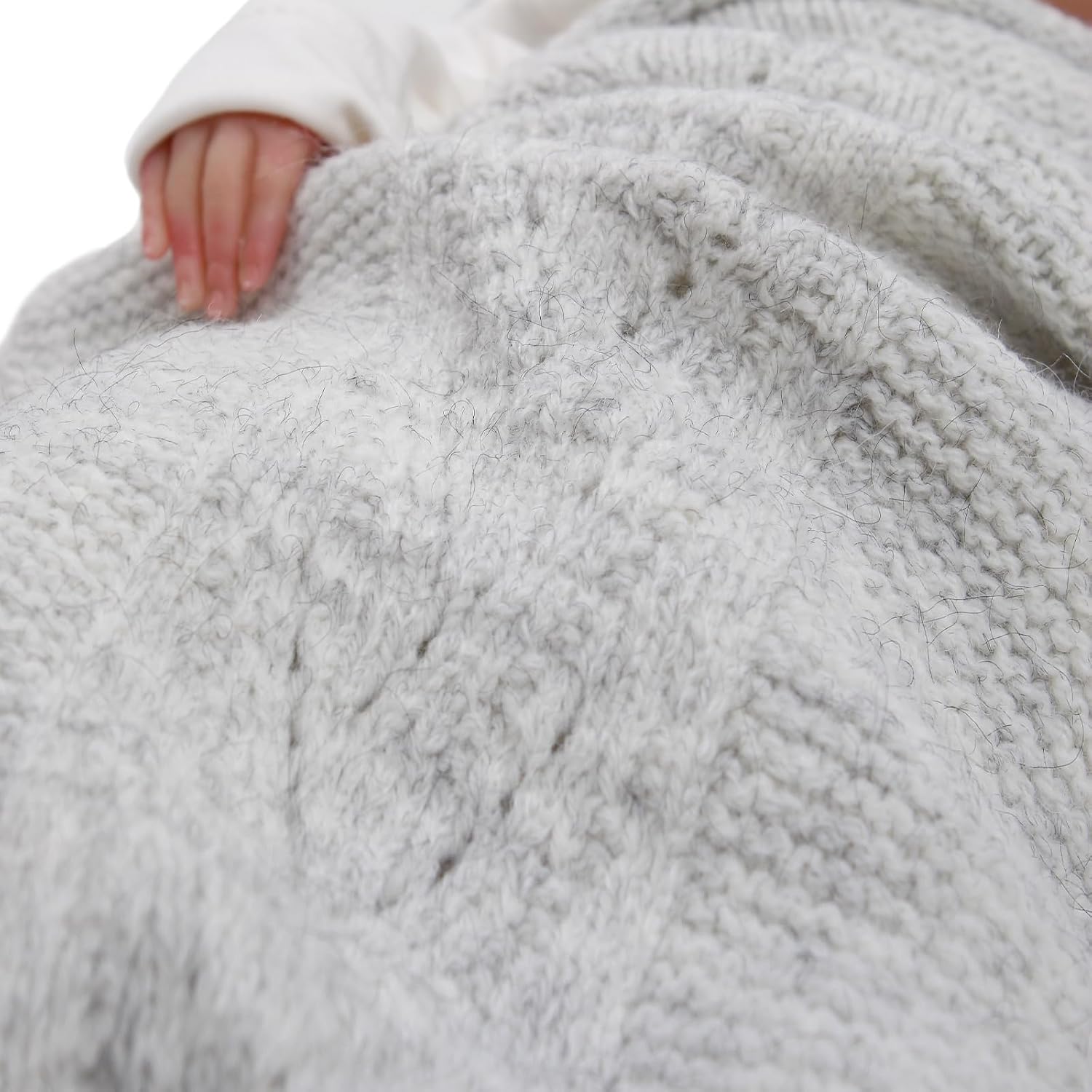 Cocoon Baby Blanket – Soft Hattush Yarn Baby Swaddle Sack (Gray)