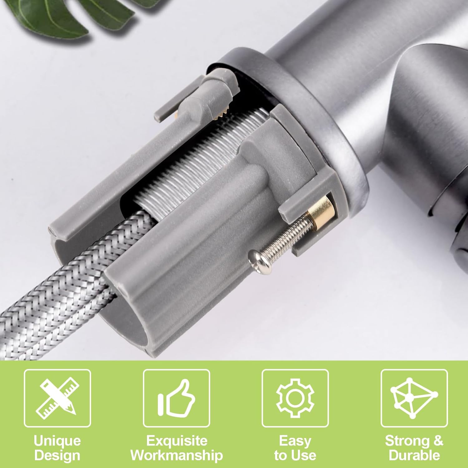 Faucet Fixing Nut, 2 PCS Plastic Faucet Lock Nuts Kitchen Faucet Fixing Nuts Faucet Anti-loosening Nut Hot Cold Water Faucet Lock Nuts for Kitchen Bathroom (Gray), silver, UF-HA1822-G-US