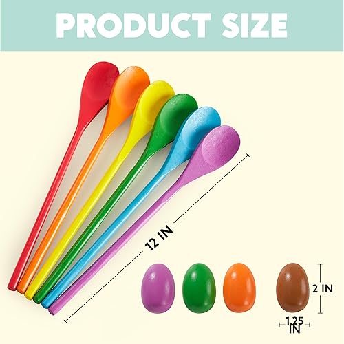 Miniatura 7 de JOYIN Juego de carreras de huevos de Pascua y cuchara, 24 piezas, juego de carnaval para niños y actividades familiares, vacaciones al aire libre,