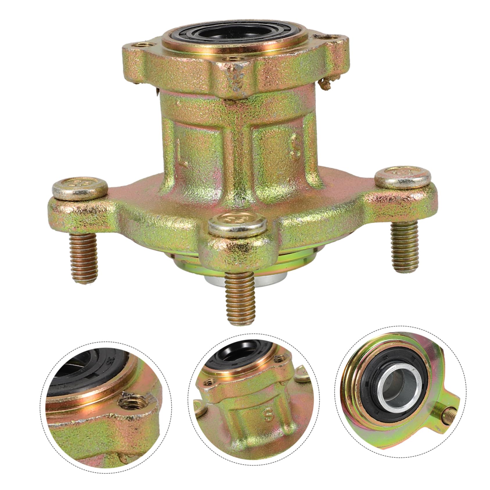 Cabilock Mozzo Ruota Anteriore ATV e Go Kart in Ferro Oro Distanza Fori 88mm e 4 Fori per Installazione Facile e Fissaggio Sicuro Adatto a Spiagge e Aree Selvagge