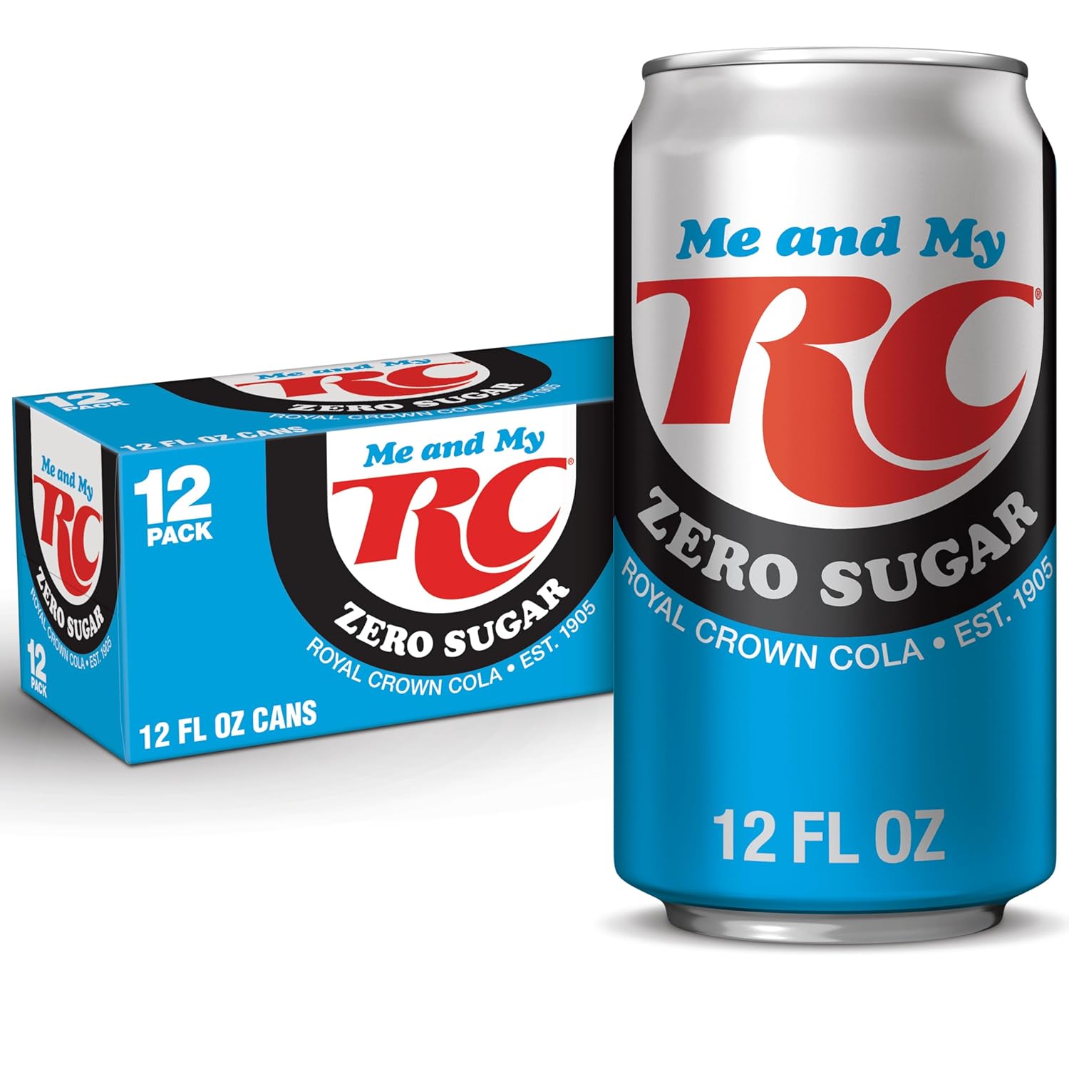 RC Cola Zero Sugar Soda, 12 Pack 12 fl oz Cans - Classic Refreshing Taste, Zero Sugar & Low Sodium Cola