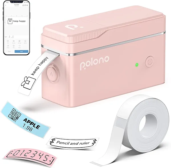 POLONO P31S Label Maker Machine with Tape, Portable Thermal Printer, Portable Bluetooth Label Printer for Organizing Storage Office Home, Sticker Maker Mini Label Maker with Multiple Templat