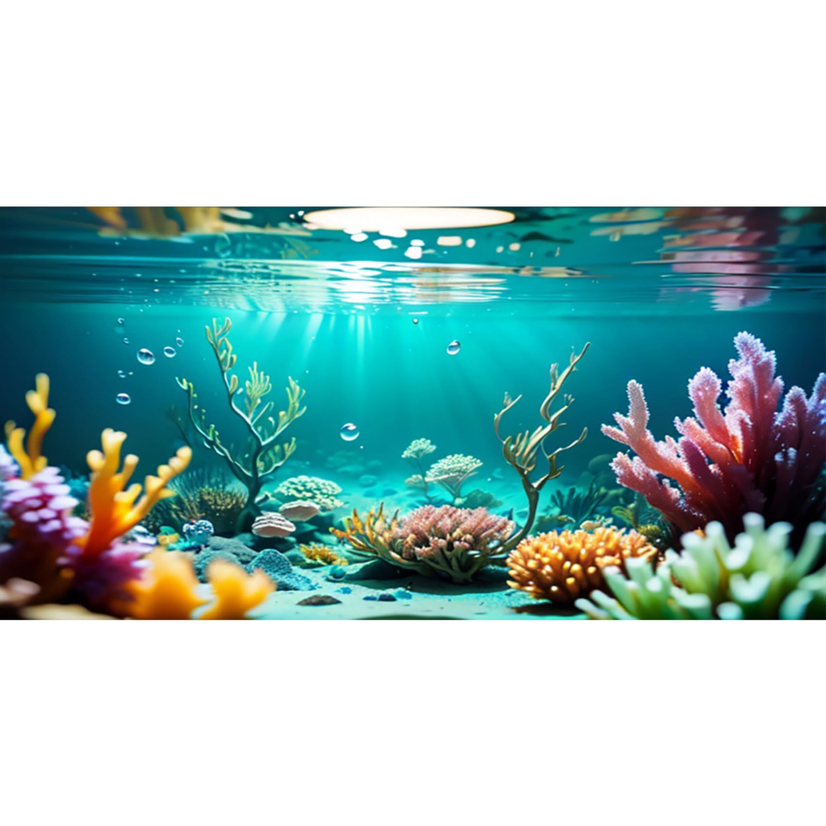 MIRRORANG 61x30cm Undersea Theme Aquarium Background Sunshine Colorful Coral Bubble Fish Tank Background — image 1