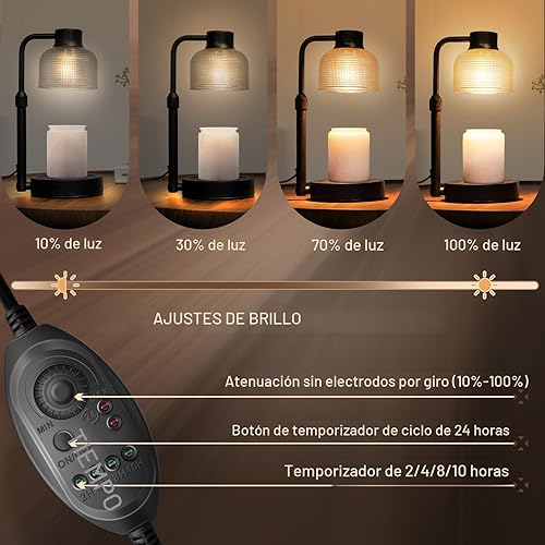 Vista 2 de KLL Lámpara calentadora de velas con temporizador: regalos de Navidad para mujeres, regalos de cumpleaños para mujeres, mamá, regalos de Negro