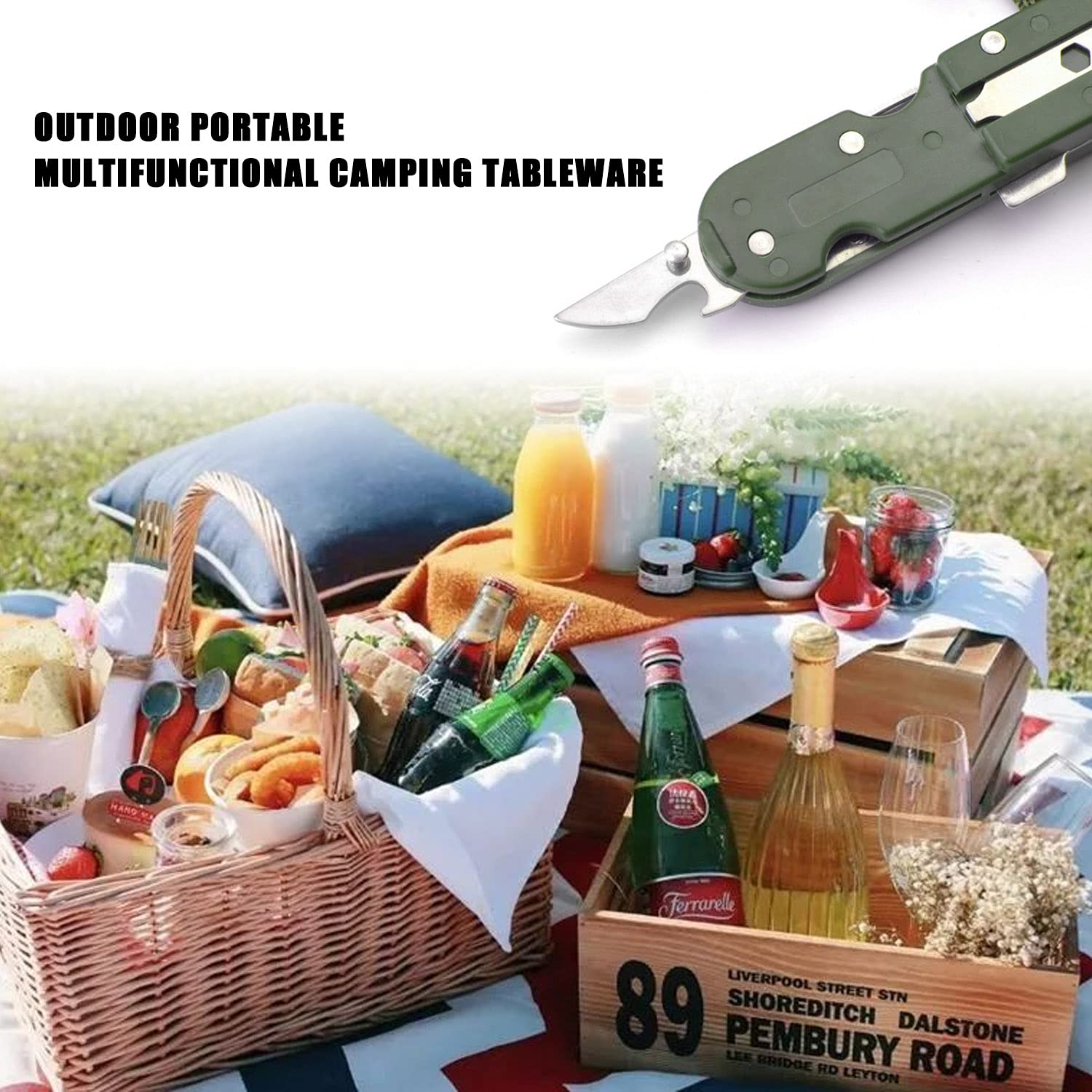 Camping Besteck Set Abnehmbare Edelstahl Faltbar Tragbar Camping Besteck Camping Utensils Faltgeschirr Abnehmbare Outdoor Reiseutensilien Set mit Aufbewahrungstasche für Reisen Camping Picknick