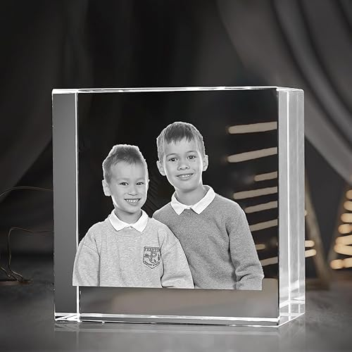 Miniatura 8 de Marco de cristal grabado con fotos cuadradas 3D, regalos personalizados en 3D para tus seres queridos, regalos únicos para bodas, compromisos,