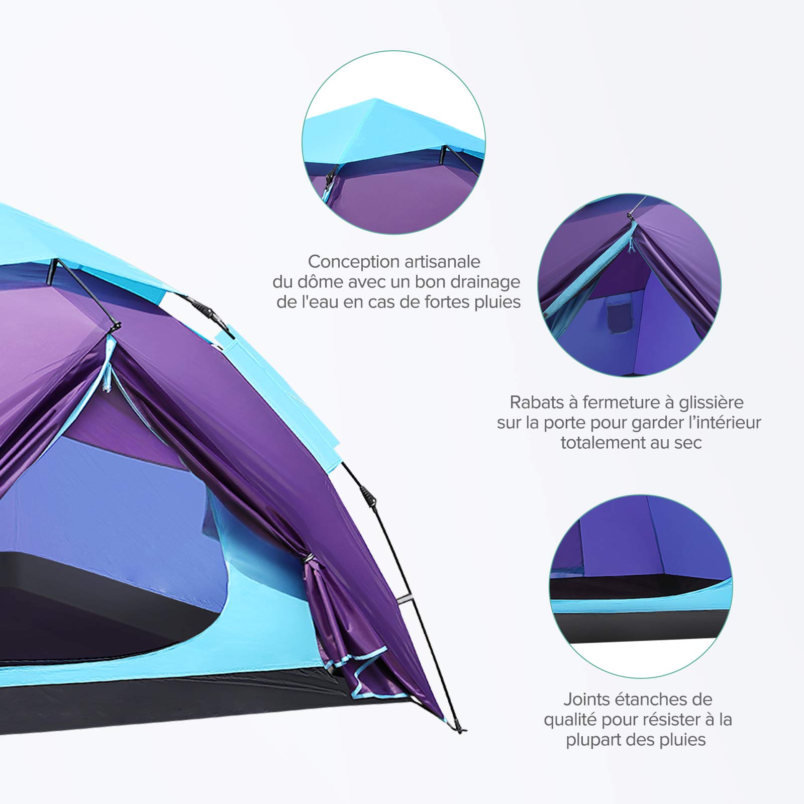 Sable Camping Tent 3 to 4 Person Pop Up Tent Waterproof Outdoor