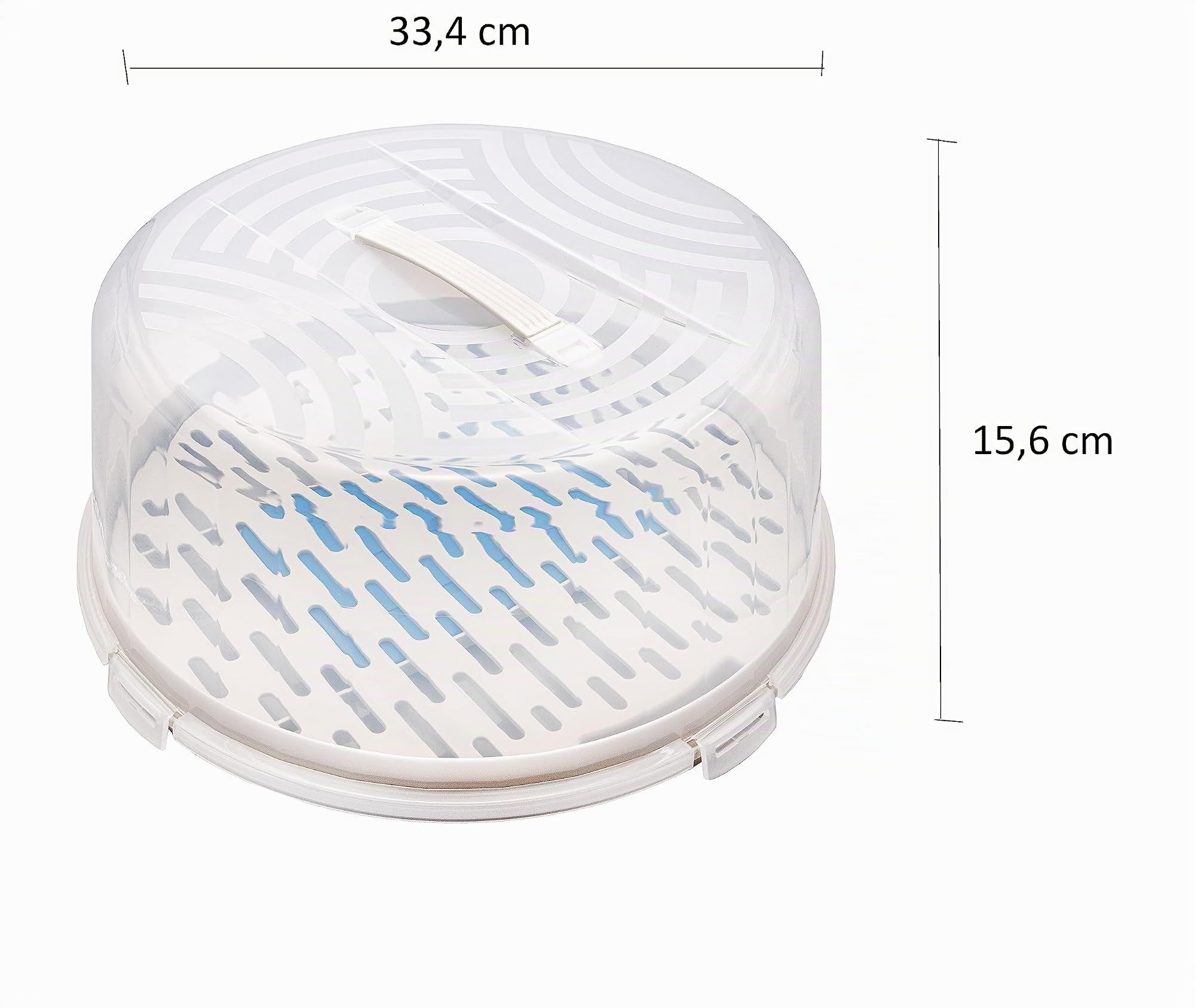 BranQ Home essential Contenitore rotondo per torta con copertura alta, pratica maniglia e inserto refrigerante, plastica (PP) senza BPA, crema/trasparente, 334 x 156 mm