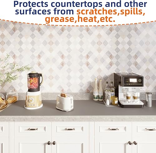 Miniatura 8 de Warome Paquete de 2 tapetes de silicona de 36 x 23.6 pulgadas para encimera de cocina, tapete antideslizante para encimera de cocina, protector de