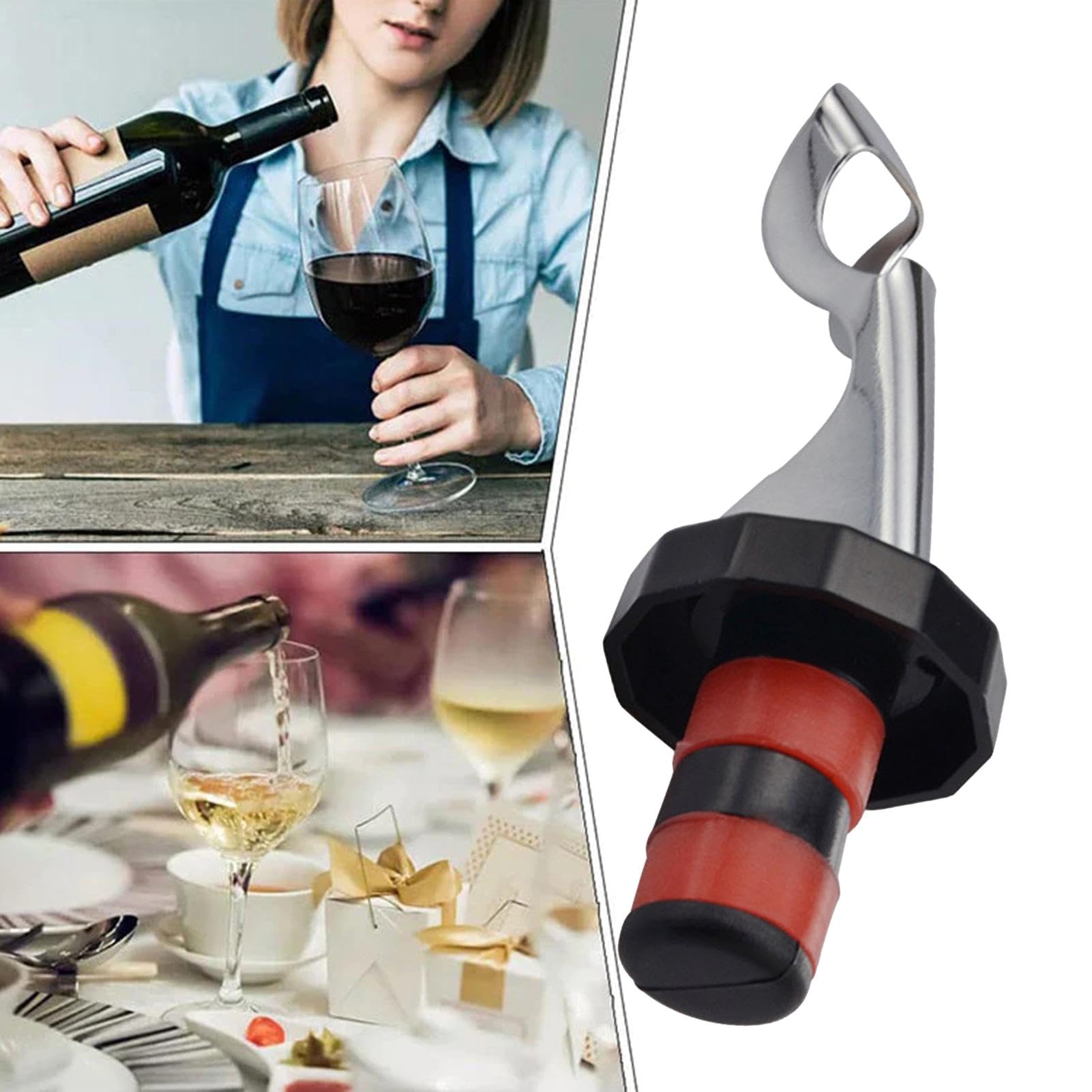 Tappi Sottovuoto Per Vino In Oro, 3 Pezzi - Tappi In Silicone E Lega Di Zinco, Ermetici, Adatti A Bottiglie Standard - 4