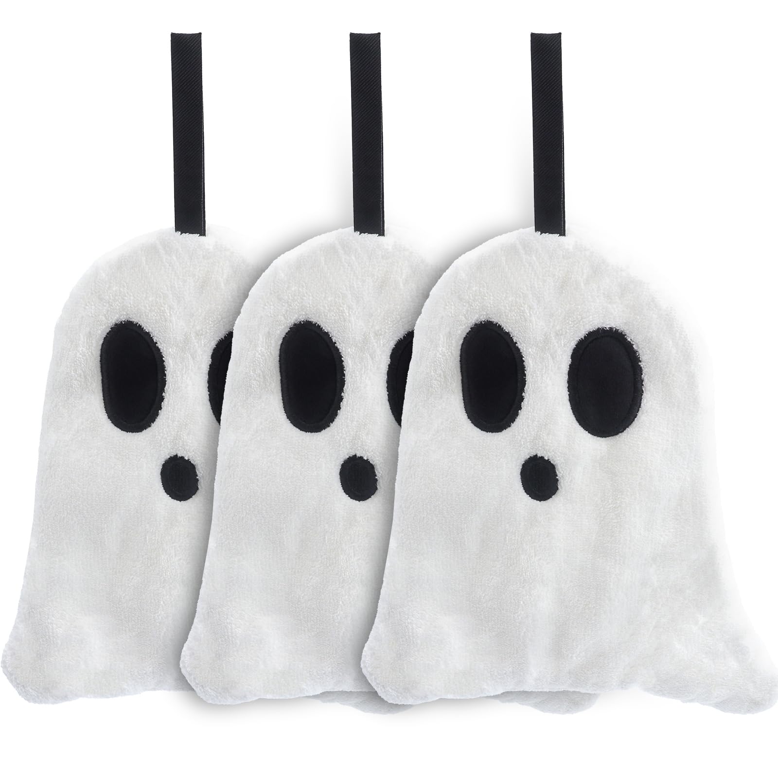 Ygnnbc White Ghosts Hand Dry Towels, Microfiber Coral Velvet Hand Towels Hanging Loop, Absorbent Quick Dry Wash Cloths, Hanging Hand Dry Towels For Kitchen And Bathroom ( Ghosts)