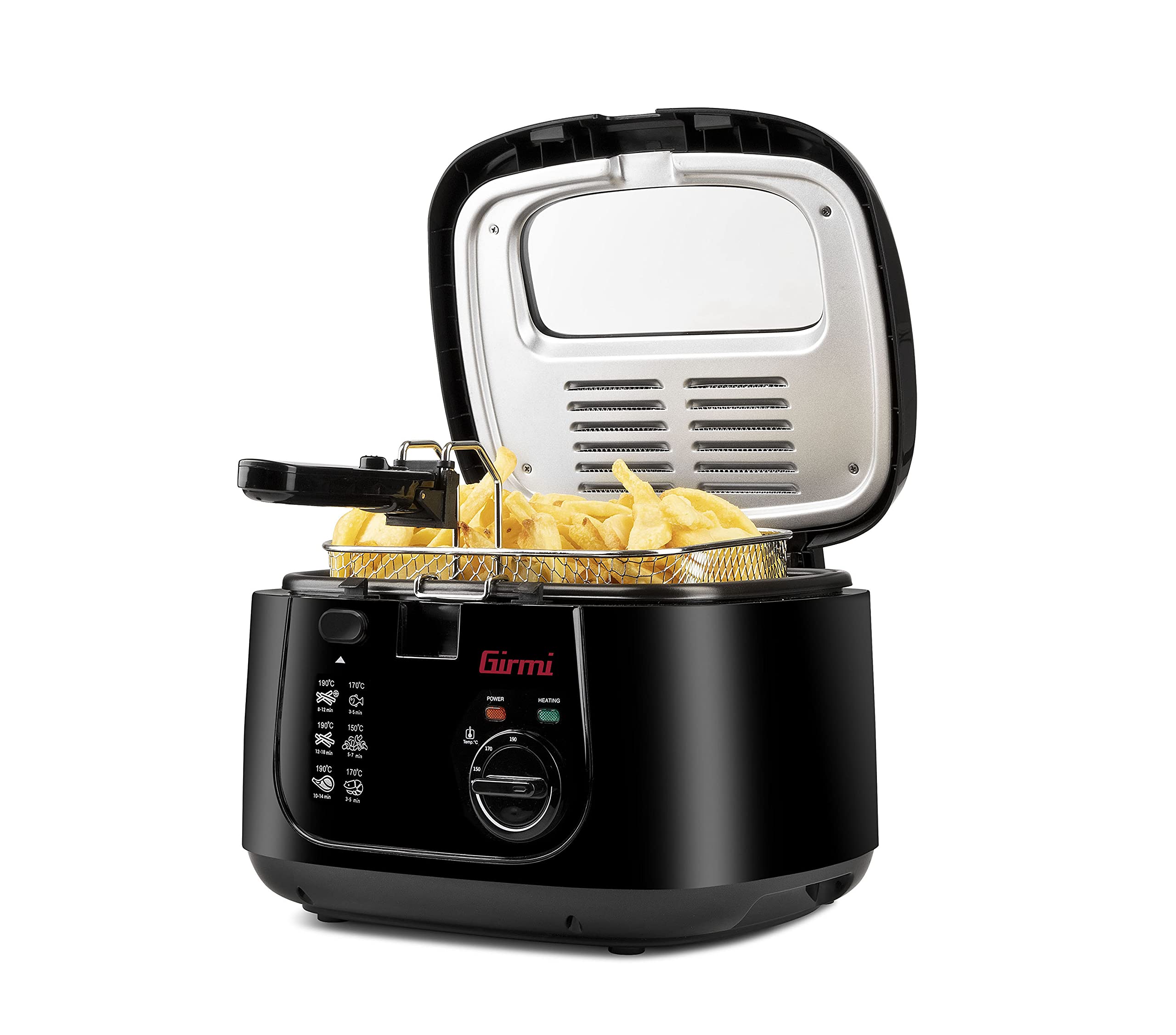 Girmi FG21 Friggitrice, 1800W, 2,5 L, Antiaderente, Nero