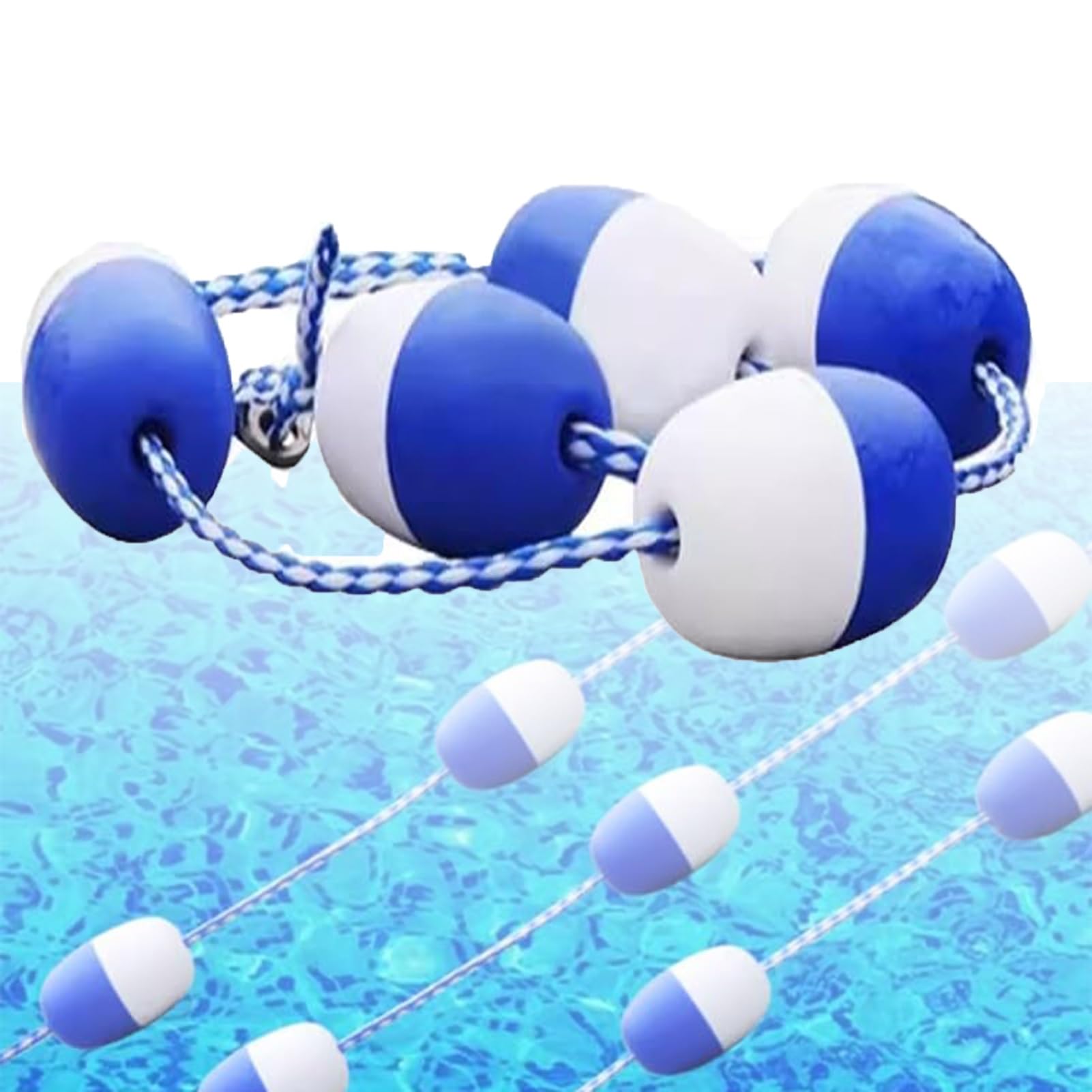 GJZQDKX Floating Pool Safety Divider Lane Line With 2 Hooks, 3.3ft-82ft Pool Wave Safety Rope, Safety Floating Line For Pool Inground Pool(Steel wire,20m/65.6ft)