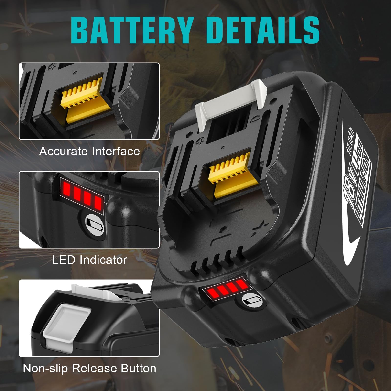 Pack de 2X10.0Ah de Rechange pour Makita Batterie 18V BL1860B + Chargeur à Double Port DC18RD Compatible Outils sans Fil LXT DHP485 DTD154 DHS68-Haute Autonomie pour Chantier/Jardin