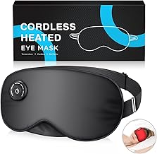 Heated Eye Mask Cordless, USB Eyes Heating Pad, Eye Massager Mask for Sleeping, Electric Warm Eye Compress for Dry Eyes, Relief Stye, Blepharitis, Chalazion, Sleep Mask Gift for Men Women(Black)