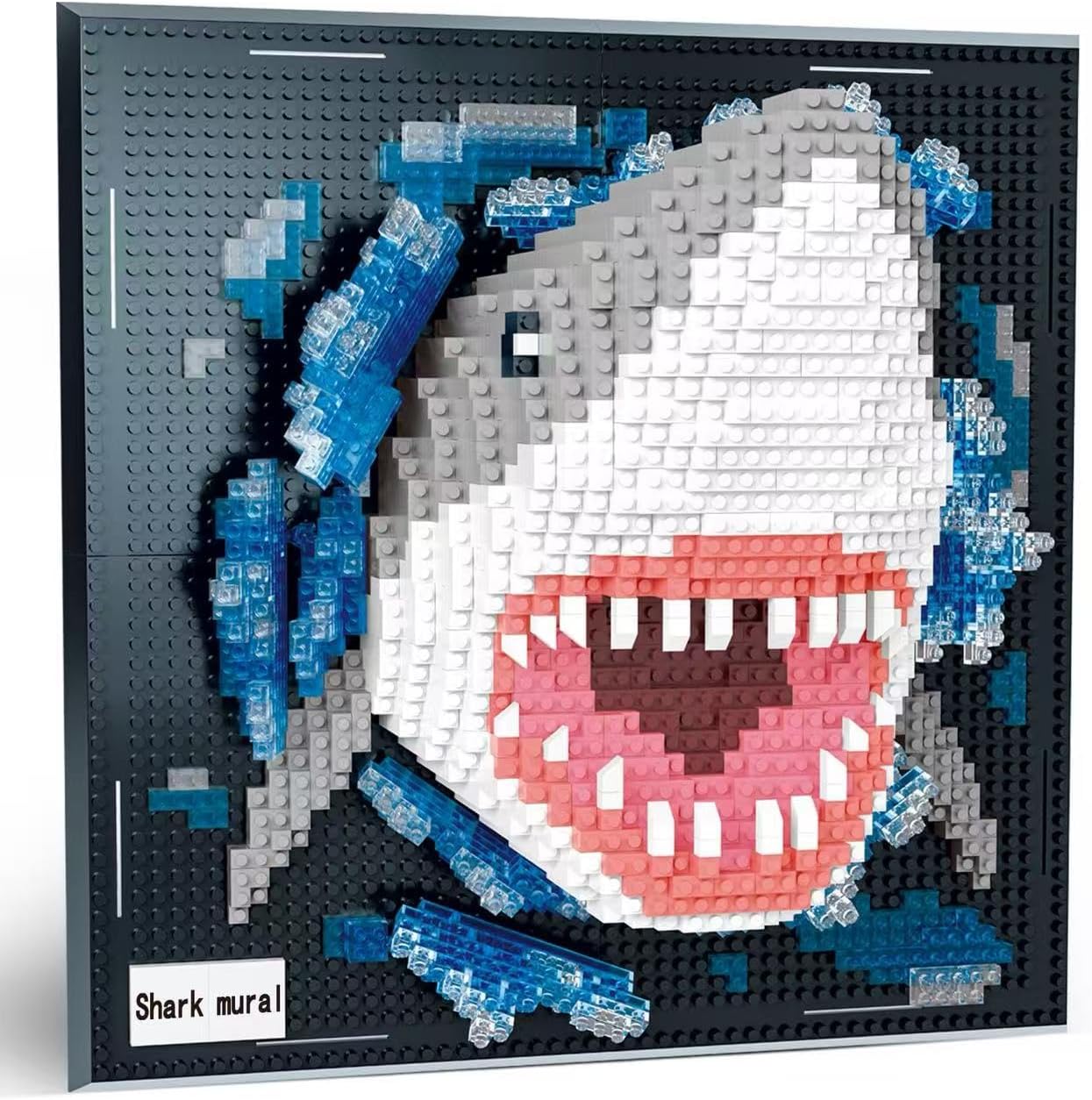 3D Shark Animal Wall Art Micro Mini Building Blocks Set for Adults, No Compatible with Lego, Unique Table Display & Home Wall Decor, Creative Toy Gift for Chritsmas Birthday (2166 PCS)