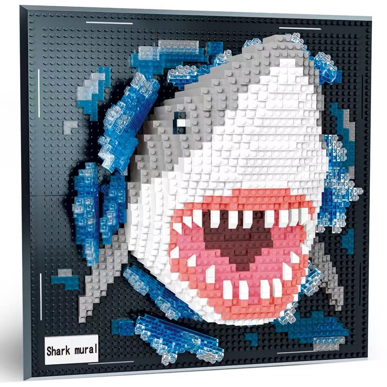 3D Shark Animal Wall Art Micro Mini Building Blocks Set for Adults, No Compatible with Lego, Unique Table Display & Home Wall Decor, Creative Toy Gift for Chritsmas Birthday (2166 PCS)