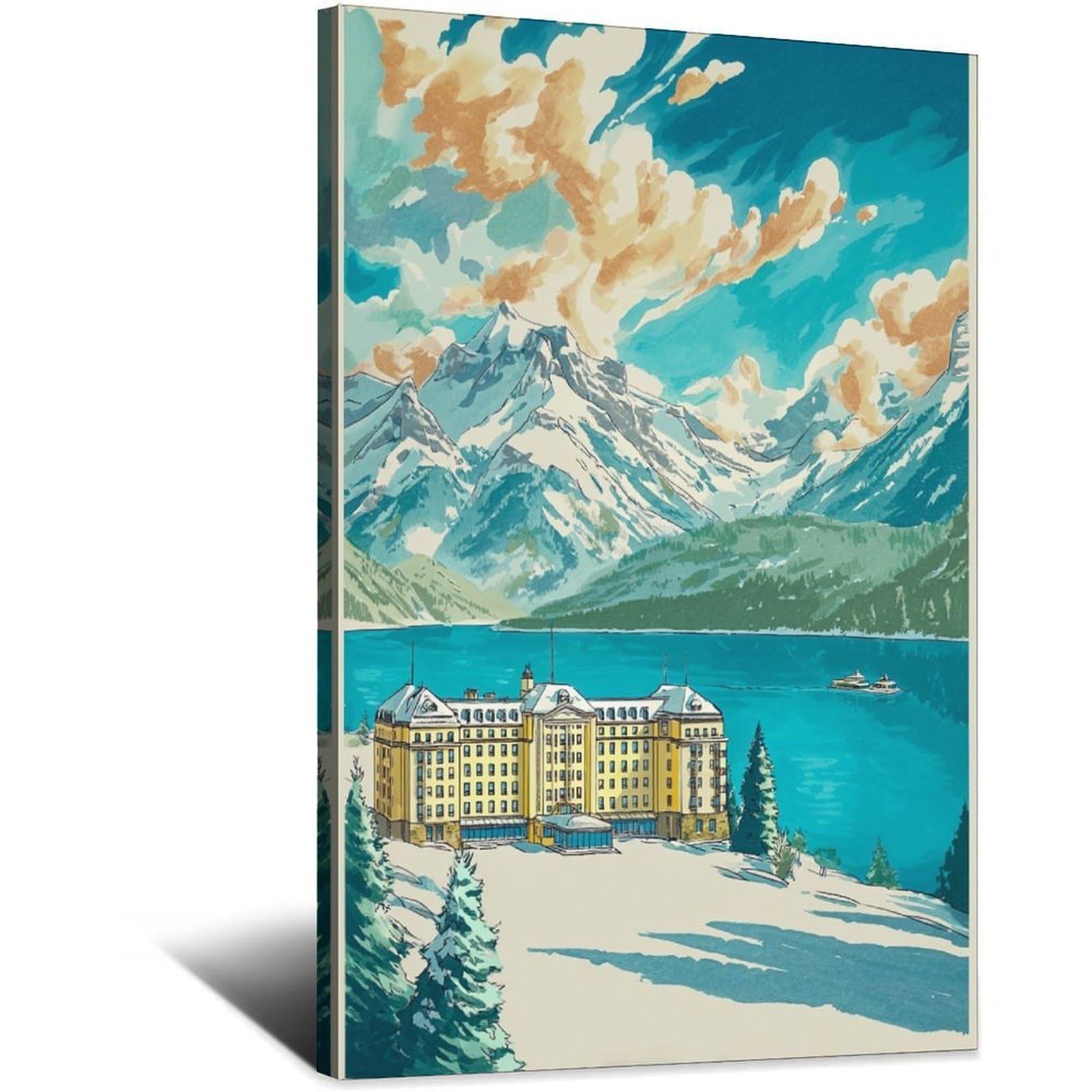 St Moritz Ski Posters 20x30inch(50x75cm) Vintage Watercolor Canvas Art
