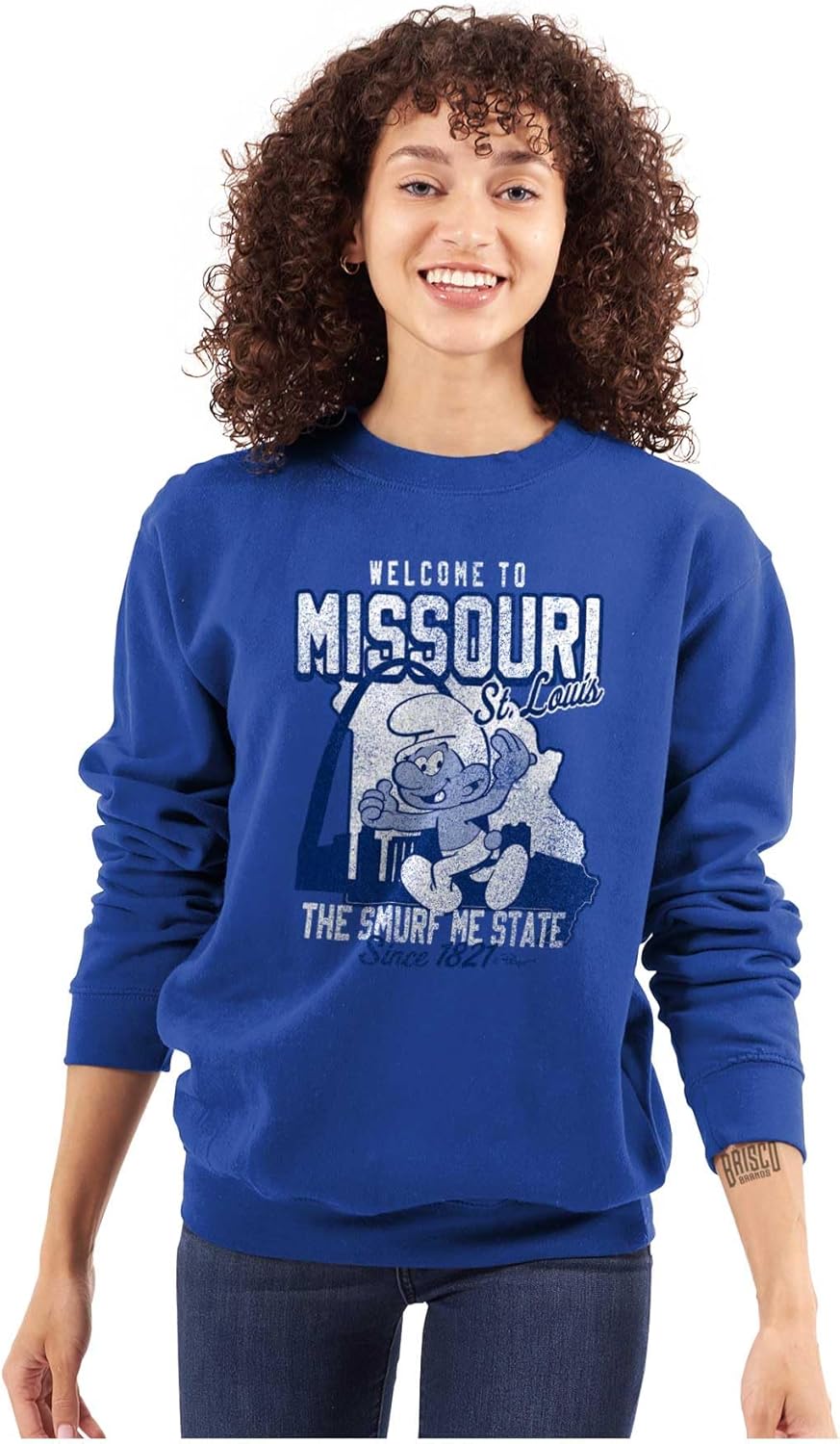 Brisco Brands Smurfs Cartoon American States Sweatshirt for Men or Women
