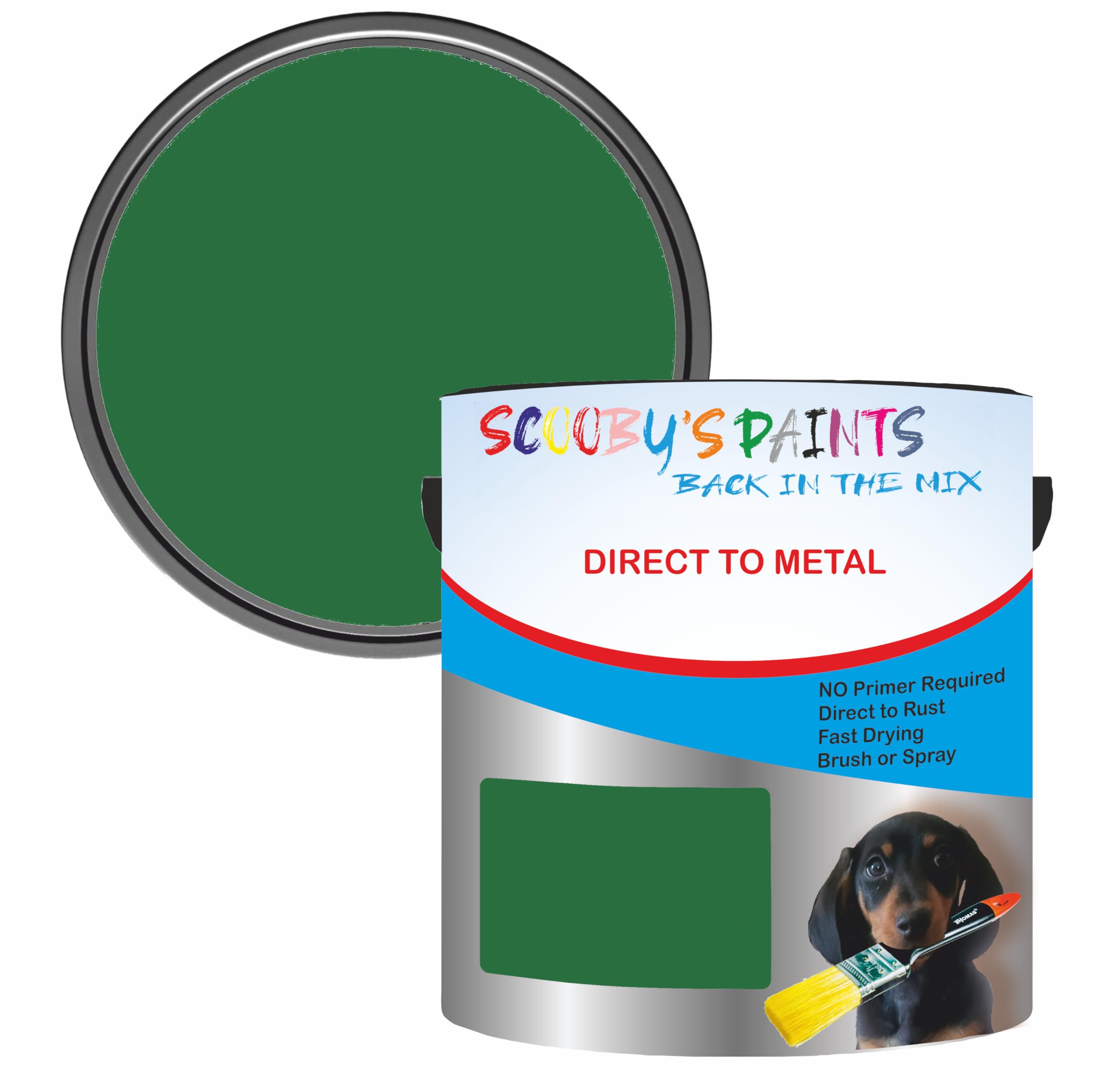 Scooby's Paints Direct to Metal Paint, Green, 250ml, No Primer Required, Fast Drying (Ral6001 Emerald Green)