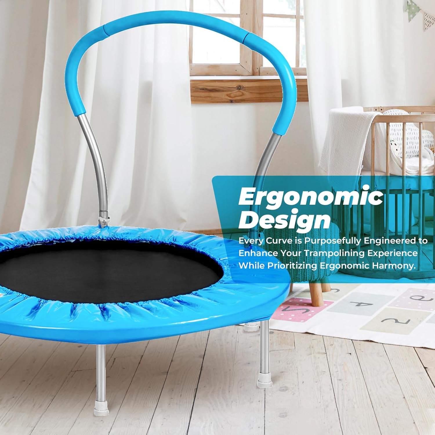36 Inch Kids Trampoline: Mini Trampoline with Handle Indoor Outdoor Use, Toddler Small Fitness Rebounder