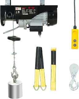 TYT 440 lb (200kg) Overhead Electric Hoist Certified Single Double Phase Crane Lift, 110-120V Ceiling Pulley System Hoist with Zinc-Plated Steel Wire and Premium Straps for Factories, Warehouses, Construction, Building, Goods Lifting